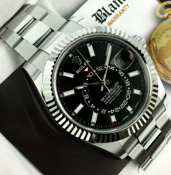 Pilots Classic Watches | Men's Watches | Sant Blanc ROLEX 42mm White Gold & Stainless Sky Dweller Black Index Dial Card Model 326934