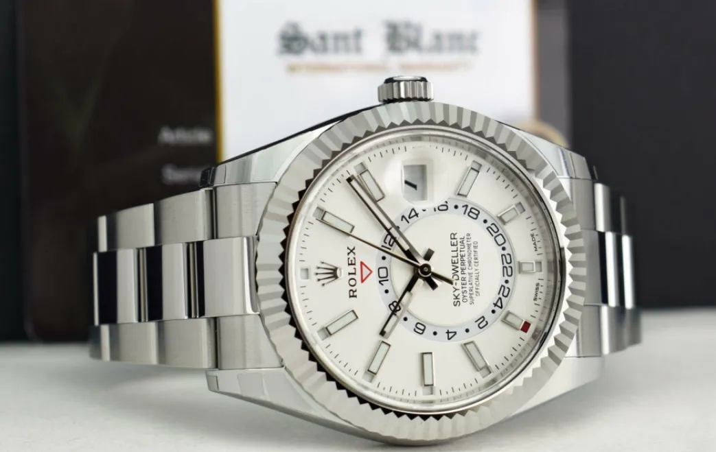 rolex_mm_white_gold__stai_5-6.webp Pilots Classic Watches | Men's Watches | Sant Blanc ROLEX 42mm White Gold & Stainless Sky Dweller White Index Dial Card Model 326934