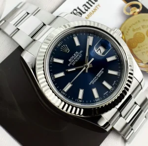 Men's Watches | Dress Watches | Sant Blanc ROLEX 41mm White Gold & Stainless Steel DateJust II Blue Index Dial Model 116334