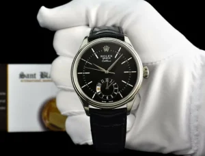 Dress Watches | Men's Watches | Sant Blanc ROLEX 39mm White Gold Cellini Dual Time Black Dial Box & Card Model 50529