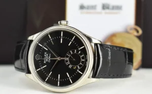 Dress Watches | Men's Watches | Sant Blanc ROLEX 39mm White Gold Cellini Dual Time Black Dial Box & Card Model 50529
