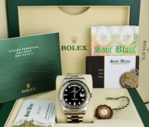 President Dress Watches | Sant Blanc ROLEX 41mm White Gold Day Date II President Black Diamond Dial Model 218239
