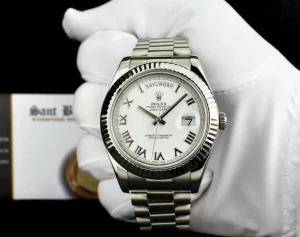 President Dress Watches | Sant Blanc ROLEX 41mm White Gold Day Date II President White Roman Model 218239