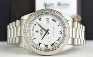 President Dress Watches | Sant Blanc ROLEX 41mm White Gold Day Date II President White Roman Model 218239
