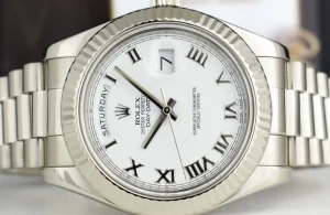President Dress Watches | Sant Blanc ROLEX 41mm White Gold Day Date II President White Roman Model 218239