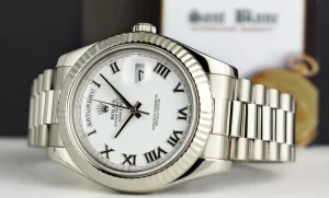 President Dress Watches | Sant Blanc ROLEX 41mm White Gold Day Date II President White Roman Model 218239