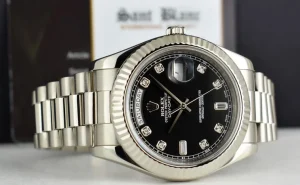 President Dress Watches | Sant Blanc ROLEX 41mm White Gold Day Date II President Black Diamond Dial Model 218239