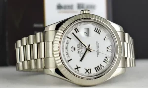 President Dress Watches | Sant Blanc ROLEX 41mm White Gold Day Date II President White Roman Model 218239