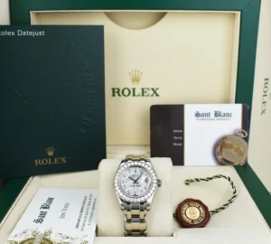 Dress Watches | Sant Blanc ROLEX 29mm White Gold PearlMaster White Gold Crystal Diamond Model 80299