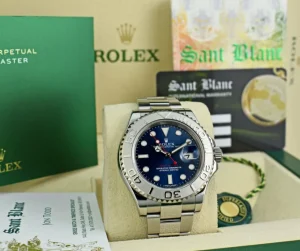 Yachting Professional Watches | Men's Watches | Sant Blanc Rolex Platinum & Stainless Steel Yachtmaster Blue Dial Model 116622