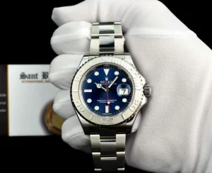 Yachting Professional Watches | Sant Blanc Rolex Platinum & Stainless Steel Yachtmaster 40 Blue Dial Model 116622