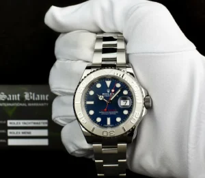 Yachting Professional Watches | Men's Watches | Sant Blanc Rolex Platinum & Stainless Steel Yachtmaster Blue Dial Model 116622