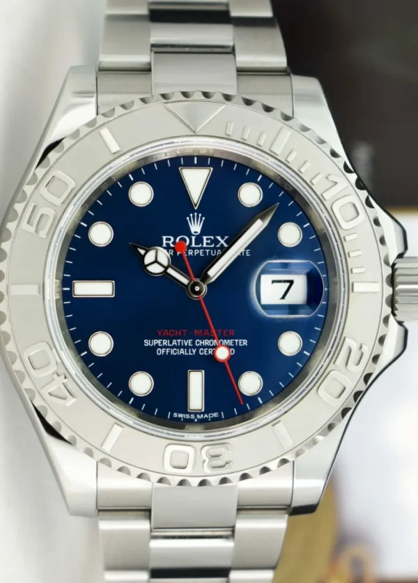 Yachting Professional Watches | Sant Blanc Rolex Platinum & Stainless Steel Yachtmaster 40 Blue Dial Model 116622