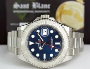 Yachting Professional Watches | Men's Watches | Sant Blanc Rolex Platinum & Stainless Steel Yachtmaster Blue Dial Model 116622