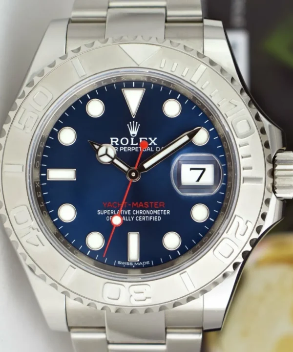 Yachting Professional Watches | Men's Watches | Sant Blanc Rolex Platinum & Stainless Steel Yachtmaster Blue Dial Model 116622