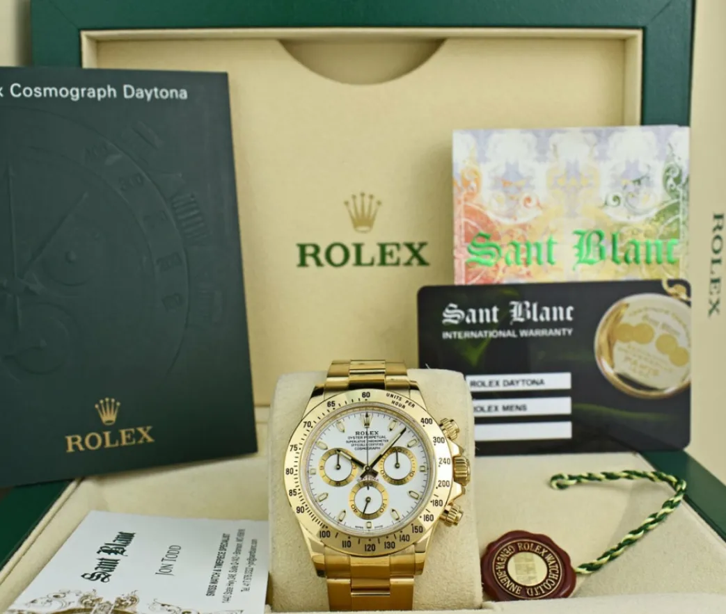 rolex_rehaut__mens_mm_kt__0.webp Racing Professional Watches | Sant Blanc ROLEX Rehaut Mens 40mm 18kt Yellow Gold Daytona White Index Dial Model 116528