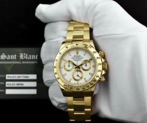 Racing Professional Watches | Sant Blanc ROLEX Rehaut Mens 40mm 18kt Yellow Gold Daytona White Index Dial Model 116528