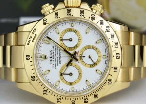 Racing Professional Watches | Sant Blanc ROLEX Rehaut Mens 40mm 18kt Yellow Gold Daytona White Index Dial Model 116528
