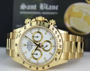 Racing Professional Watches | Sant Blanc ROLEX Rehaut Mens 40mm 18kt Yellow Gold Daytona White Index Dial Model 116528
