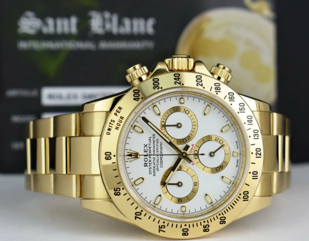 rolex_rehaut__mens_mm_kt__6.webp Racing Professional Watches | Sant Blanc ROLEX Rehaut Mens 40mm 18kt Yellow Gold Daytona White Index Dial Model 116528