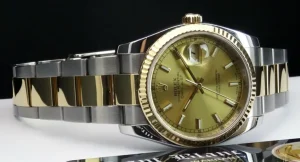 Dress Watches | Sant Blanc ROLEX Rehaut 18kt Gold & Stainless Steel DateJust 36mm Champagne Index Model 116233