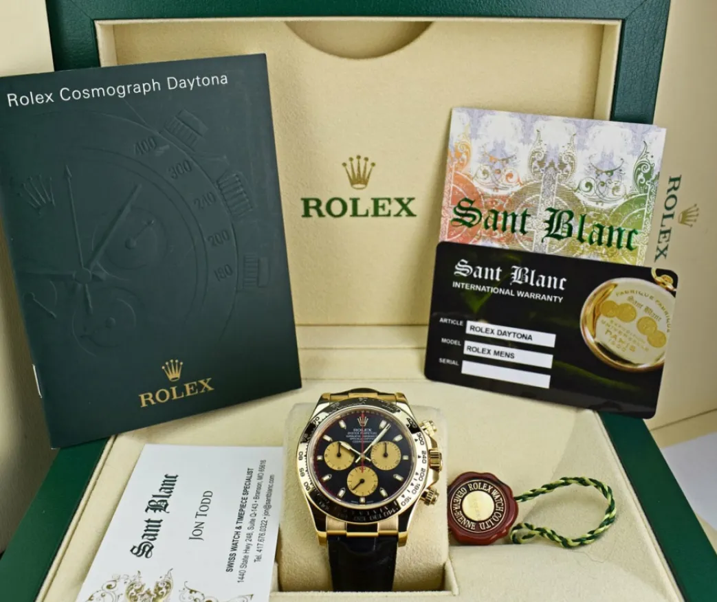 rolex_rehaut_kt_gold_dayt_0-2.webp Sports Watches | Racing Professional Watches | Sant Blanc ROLEX Rehaut 18kt Gold Daytona Black Paul Newman Black Crocodile Strap Model 116518