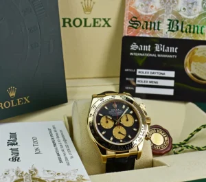 Sports Watches | Racing Professional Watches | Sant Blanc ROLEX Rehaut 18kt Gold Daytona Black Paul Newman Black Crocodile Strap Model 116518