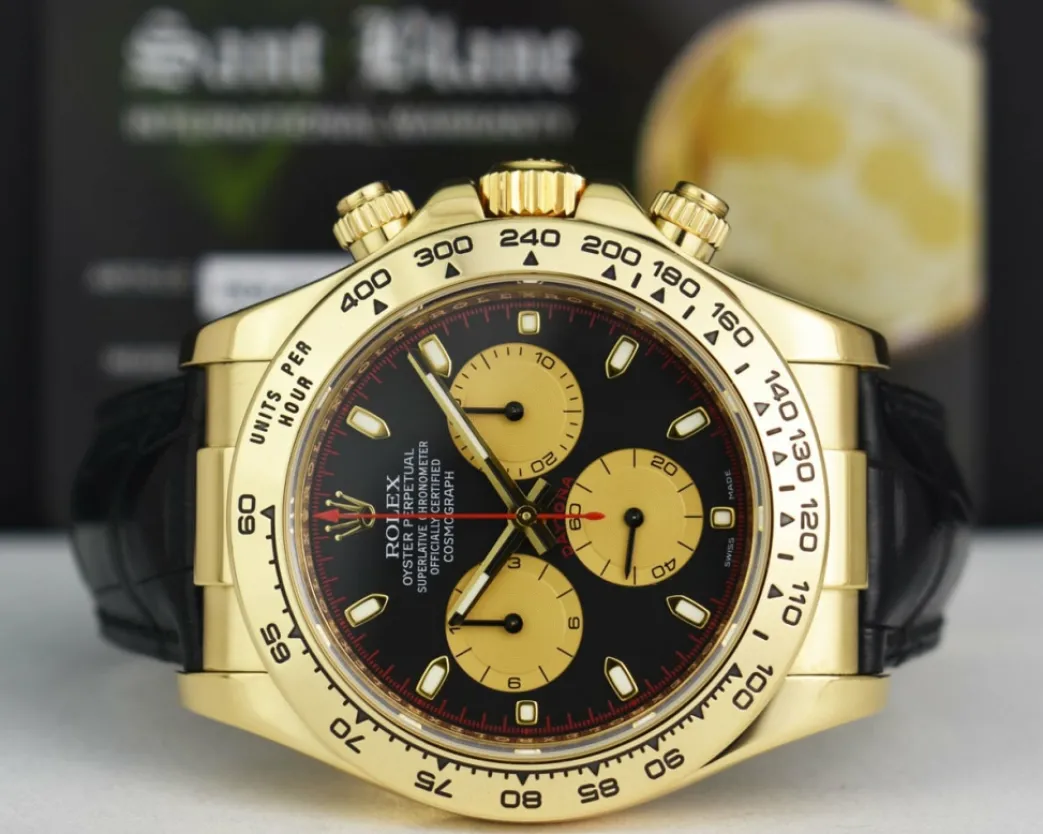 rolex_rehaut_kt_gold_dayt_3-2.webp Sports Watches | Racing Professional Watches | Sant Blanc ROLEX Rehaut 18kt Gold Daytona Black Paul Newman Black Crocodile Strap Model 116518