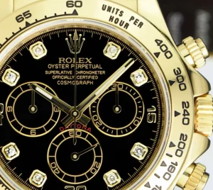 Sports Watches | Men's Watches | Sant Blanc ROLEX Rehaut 18kt Gold Daytona Black Diamond Black Strap w/Box and Boxes Model 116518