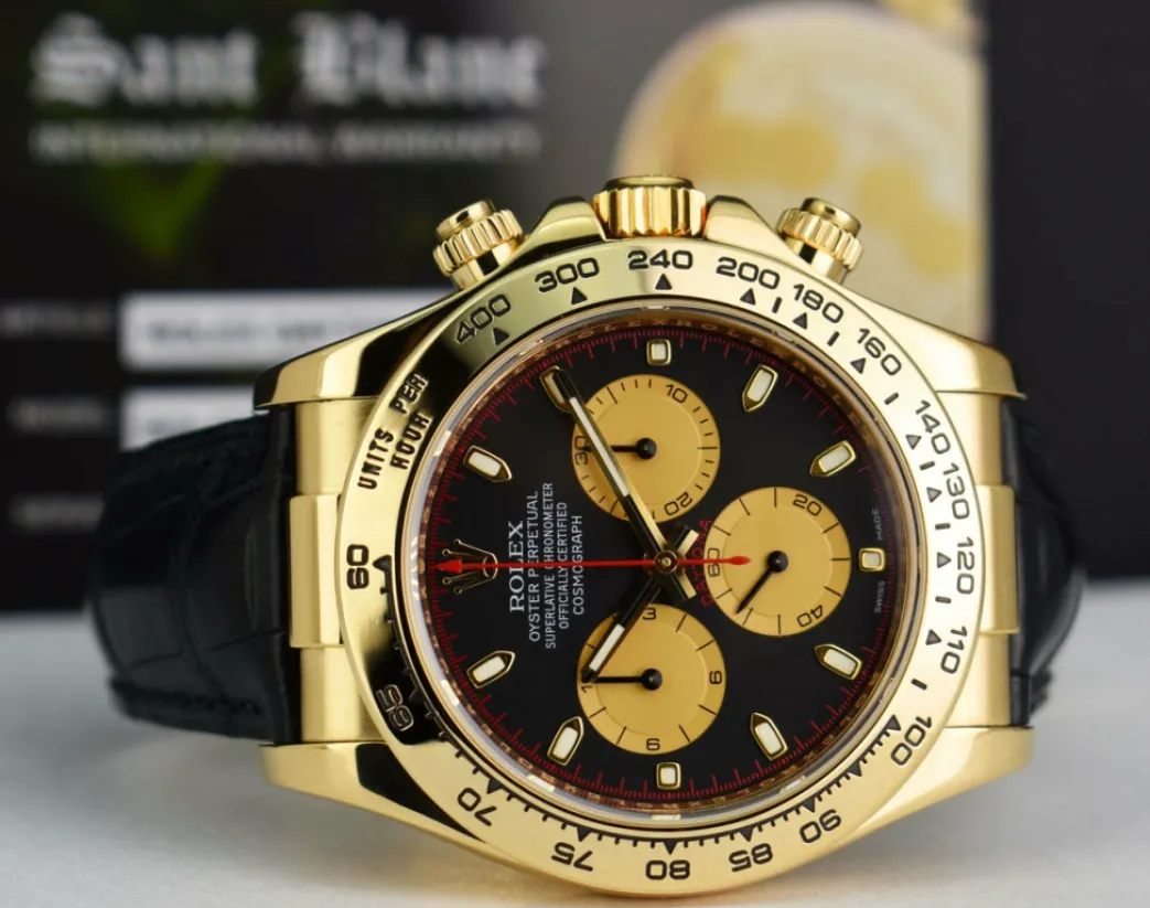 rolex_rehaut_kt_gold_dayt_6-2.webp Sports Watches | Racing Professional Watches | Sant Blanc ROLEX Rehaut 18kt Gold Daytona Black Paul Newman Black Crocodile Strap Model 116518