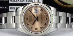 Ladies Watches | Dress Watches | Sant Blanc ROLEX REHAUT Ladies 26mm White Gold & Stainless Steel Datejust Rose Roman Dial Model 179174