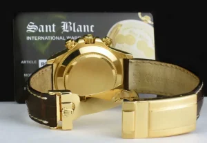 Racing Professional Watches | Sant Blanc ROLEX Rehaut Mens 18kt Gold Daytona White Diamond Dial Brown Strap Model 116518