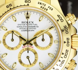 Sports Watches | Men's Watches | Sant Blanc ROLEX REHAUT Mens 18kt Gold Daytona White Index Burgundy Strap Model 116518