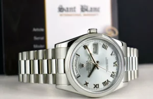 President Dress Watches | Men's Watches | Sant Blanc ROLEX REHAUT Mens Platinum President Day Date Bold Roman Dial Model 118206