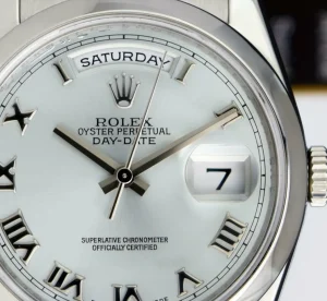 President Dress Watches | Men's Watches | Sant Blanc ROLEX REHAUT Mens Platinum President Day Date Bold Roman Dial Model 118206