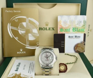 Yachting Professional Watches | Sant Blanc ROLEX Rehaut Midsize Platinum & Stainless Steel Yachmaster Model 168622