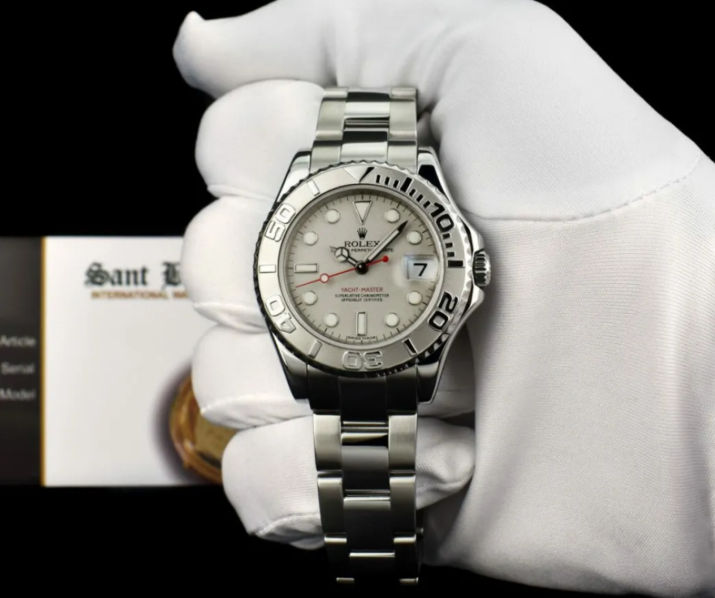 rolex_rehaut_midsize_plat_1.webp Yachting Professional Watches | Sant Blanc ROLEX Rehaut Midsize Platinum & Stainless Steel Yachmaster Model 168622