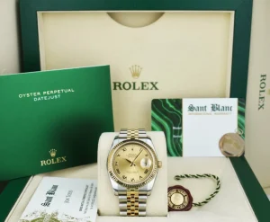 Dress Watches | Sant Blanc ROLEX Rehaut 36mm 18kt Gold & Stainless Steel DateJust Champagne Roman Model 116233