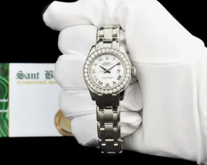 Ladies Watches | The Masterpiece | Sant Blanc ROLEX Rehaut 29mm 18kt White Gold Masterpiece White Bold Roman Model 80299