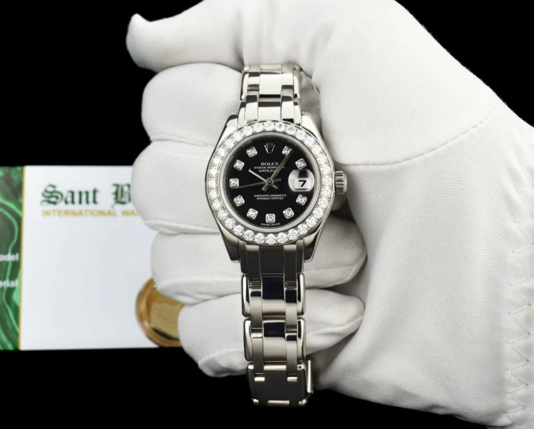 rolex_rehaut_mm_kt_white__1-4.webp The Masterpiece | Sant Blanc ROLEX Rehaut 29mm 18kt White Gold Masterpiece Black Diamond Dial Model 80299