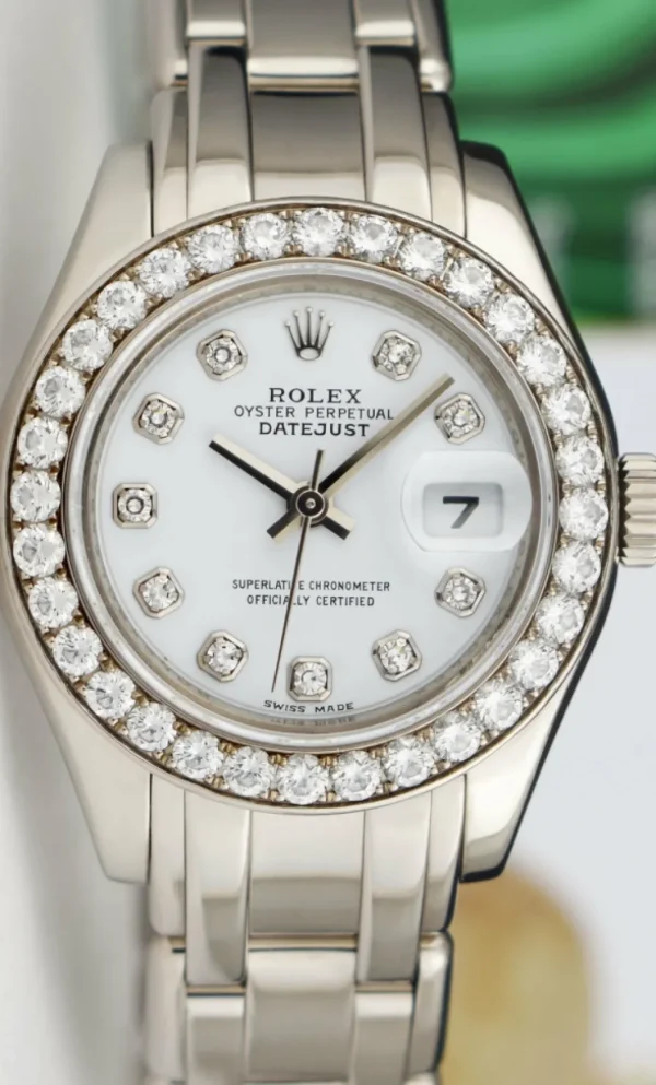 The Masterpiece | Sant Blanc ROLEX Rehaut 29mm 18kt White Gold Masterpiece White Diamond Model 80299