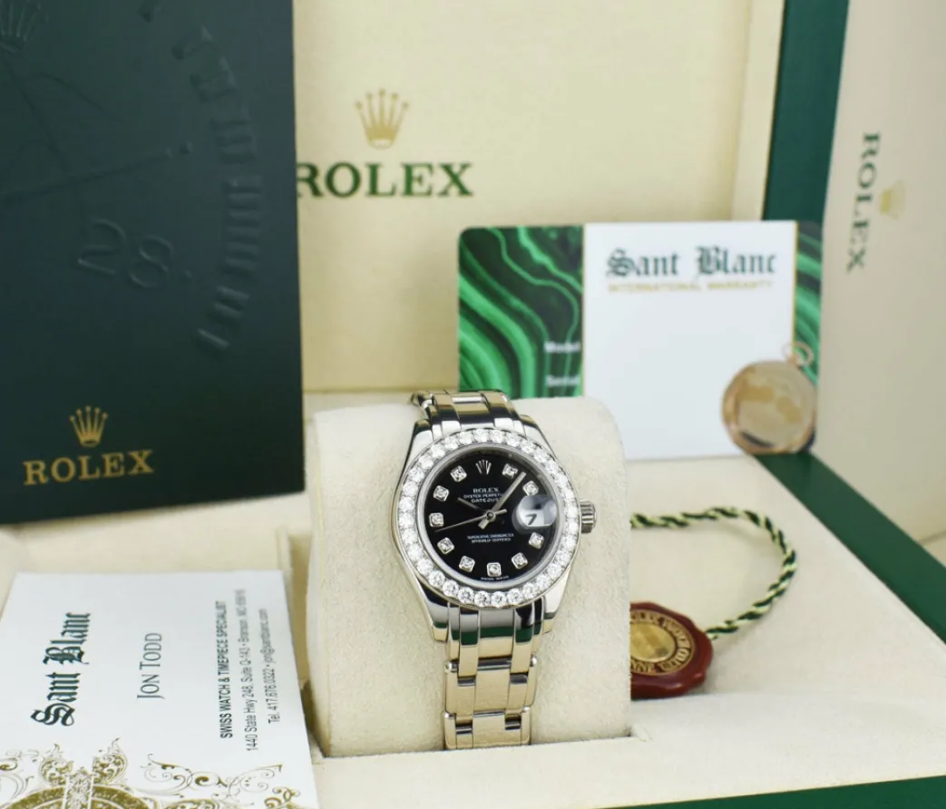 rolex_rehaut_mm_kt_white__2-4.webp The Masterpiece | Sant Blanc ROLEX Rehaut 29mm 18kt White Gold Masterpiece Black Diamond Dial Model 80299