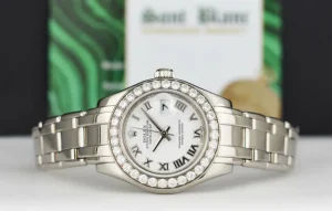 Ladies Watches | The Masterpiece | Sant Blanc ROLEX Rehaut 29mm 18kt White Gold Masterpiece White Bold Roman Model 80299