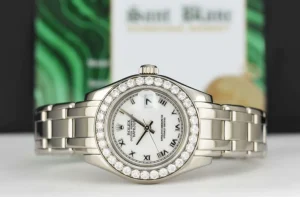 The Masterpiece | Sant Blanc ROLEX Rehaut 29mm 18kt White Gold Masterpiece White Roman Dial Model 80299