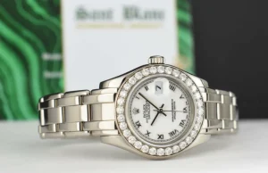The Masterpiece | Sant Blanc ROLEX Rehaut 29mm 18kt White Gold Masterpiece White Roman Dial Model 80299