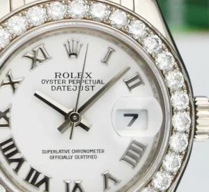 Ladies Watches | The Masterpiece | Sant Blanc ROLEX Rehaut 29mm 18kt White Gold Masterpiece White Bold Roman Model 80299