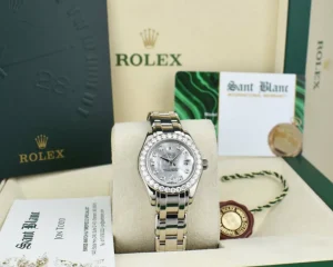 The Masterpiece | Sant Blanc ROLEX Rehaut 29mm 18kt White Gold Masterpiece Mother of Pearl Diamond Model 80299