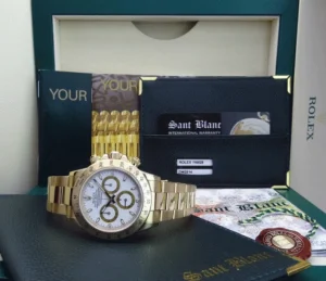 Men's Watches | Racing Professional Watches | Sant Blanc ROLEX Rehaut 40mm 18kt Yellow Gold Daytona White Index Dial Model 116528