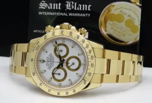 Men's Watches | Racing Professional Watches | Sant Blanc ROLEX Rehaut 40mm 18kt Yellow Gold Daytona White Index Dial Model 116528