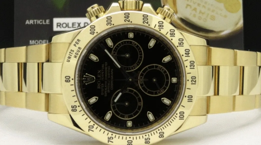 rolex_rehaut_mm_kt_yellow_1.webp Racing Professional Watches | Men's Watches | Sant Blanc ROLEX Rehaut 40mm 18kt Yellow Gold Daytona Black Index Dial Model 116528
